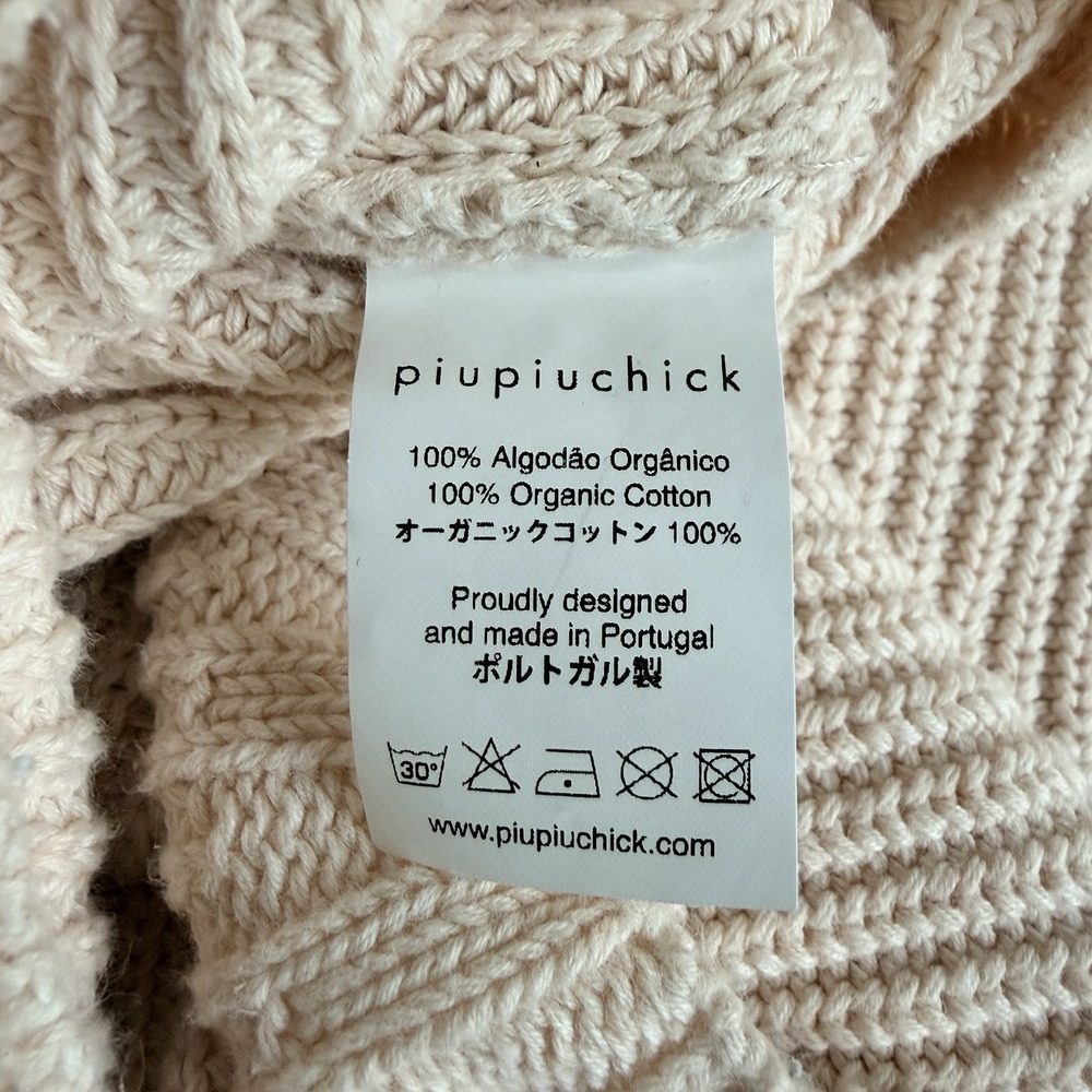Piupiuchick Sweater Kids 10Y Cream Gray Striped 100%Organic Cotton Knit Crewneck - Picture 6 of 9